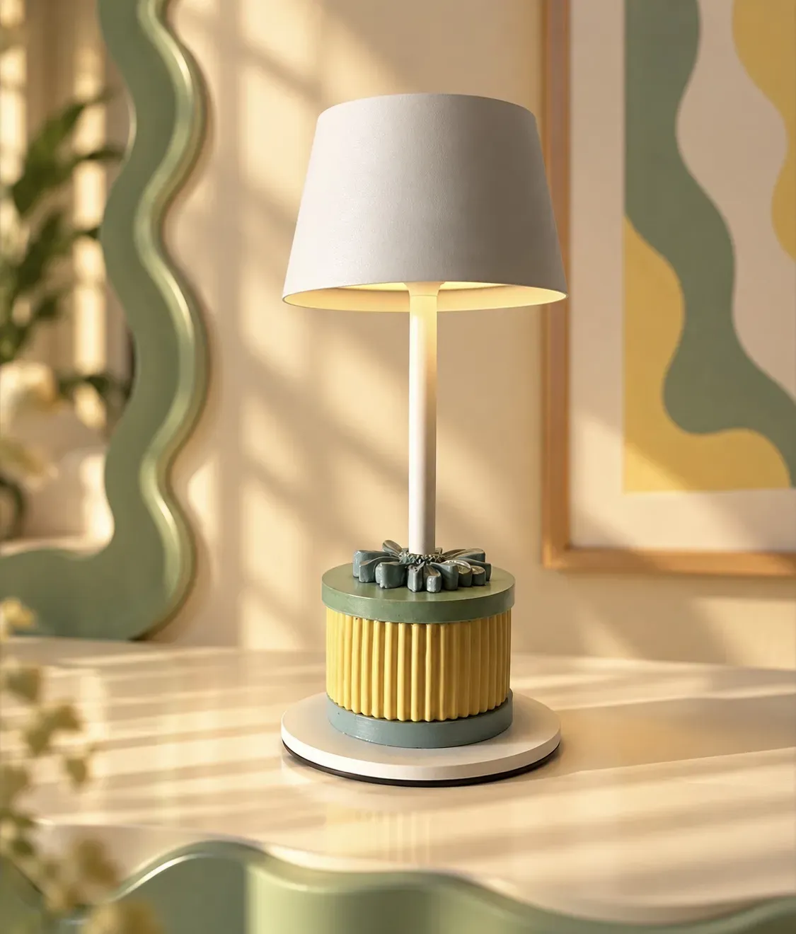 Namizna svetilka v nežnem pastelu